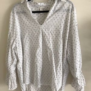 H&M cream and black flowy blouse